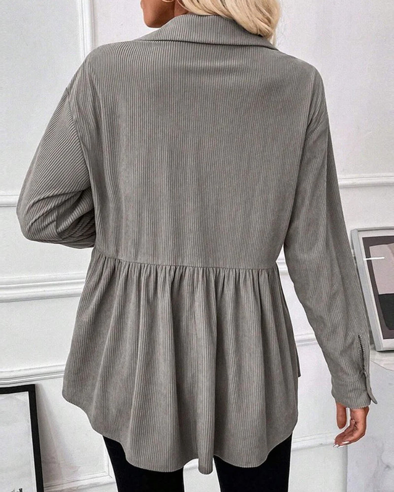 Top Avec Détail à Poche, Tissu en Velours Côtelé Et Design à Boutons