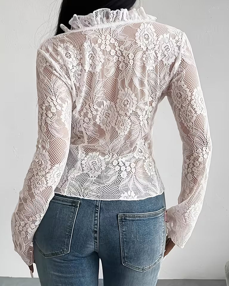 Blouse Col En V Attacher Dentelle