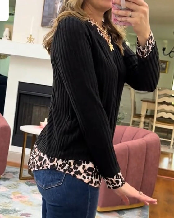 Haut Spliced V-Neck Casual
