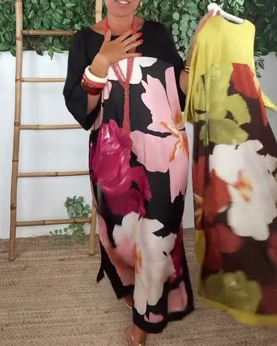 Robe décontractée ample col rond imprimée