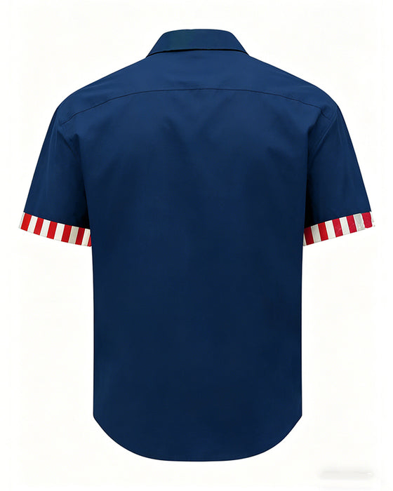 Chemise Étoiles Et Rayures Imprimé Manches Courtes