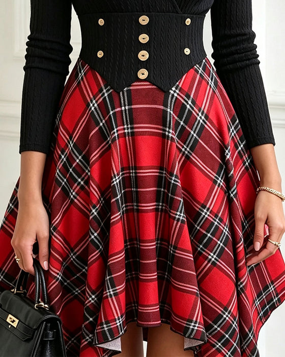 Robe Col V Croix Carreau
