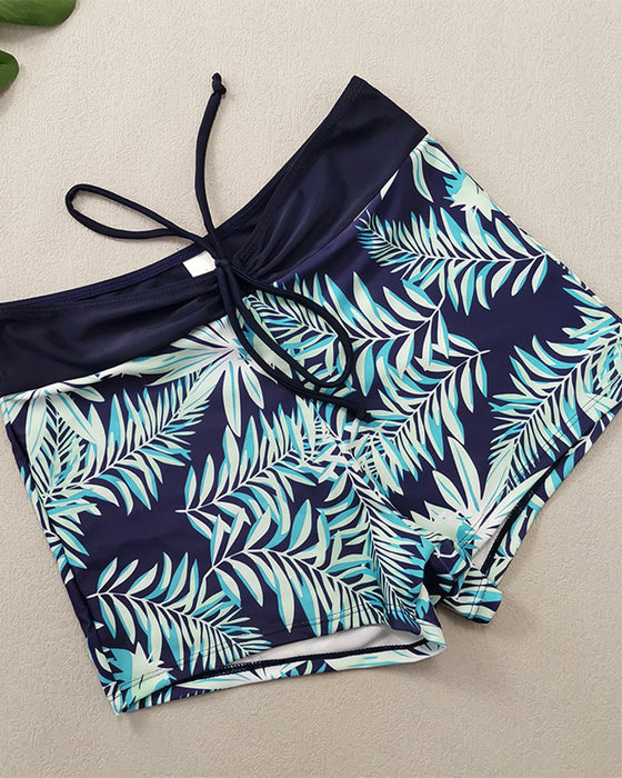 Bikini Haute Taille Boyleg Imprimé