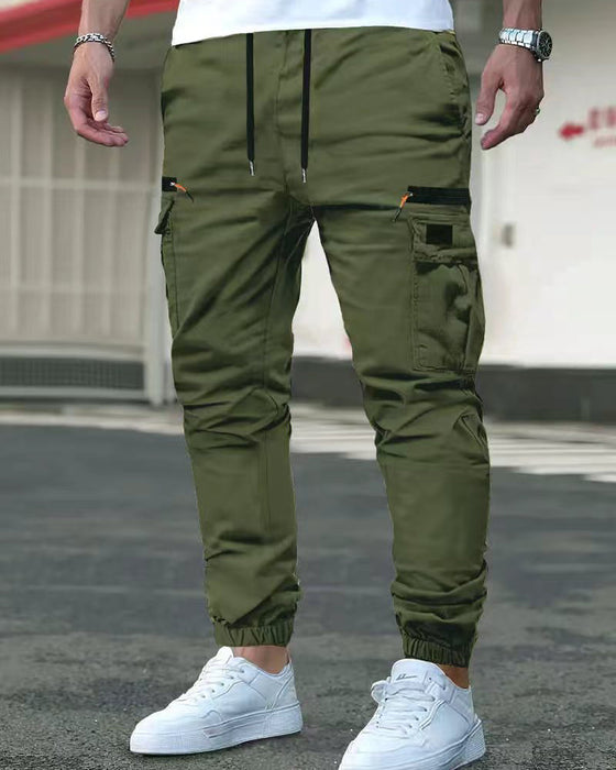 Pantalon Homme Poignet Élastique Unie Décontracté