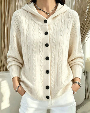 Cardigan Capuche Ouvert Devant Tricoté