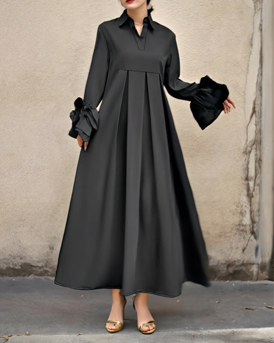 Robe Mode Col Chemise Évasé