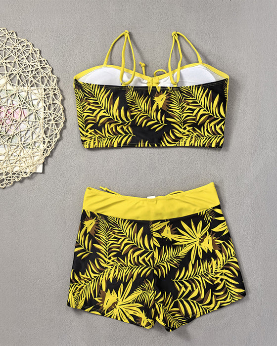 Bikini Haute Taille Boyleg Imprimé