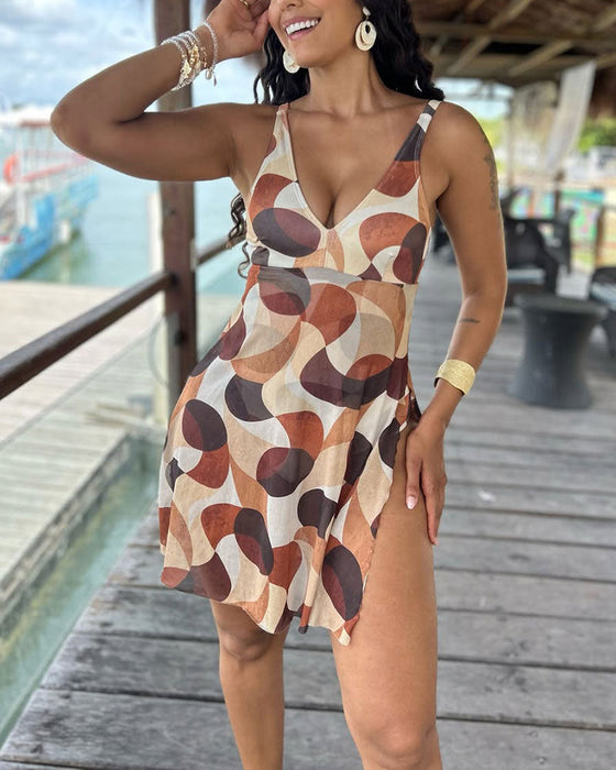 Une-Pièce Pois Imprimé Nouer-Devant