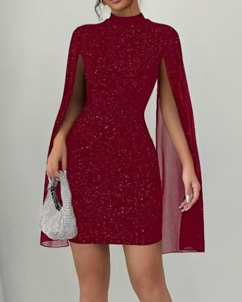 Robe Cape En Mousseline Élégante Et Ultra Cintrée