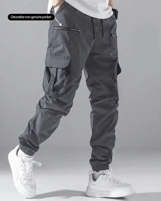 Pantalon Poche Cordon Fermeture Éclair Homme Cargo