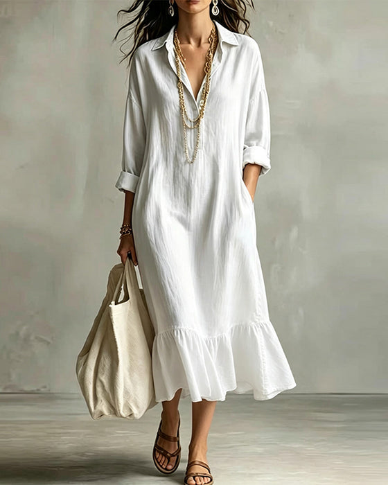 Robe Col Chemise Uni