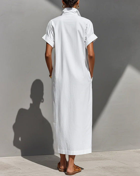 Robe Revers Fermeture Éclair Poche