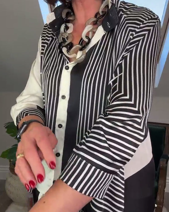 Chemise patchwork irrégulière à boutons imprimés à la mode