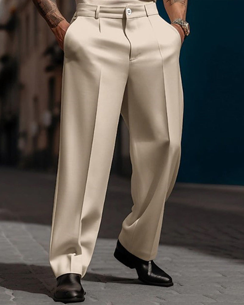Pantalon Homme Décontracté Plissé Jambe Large