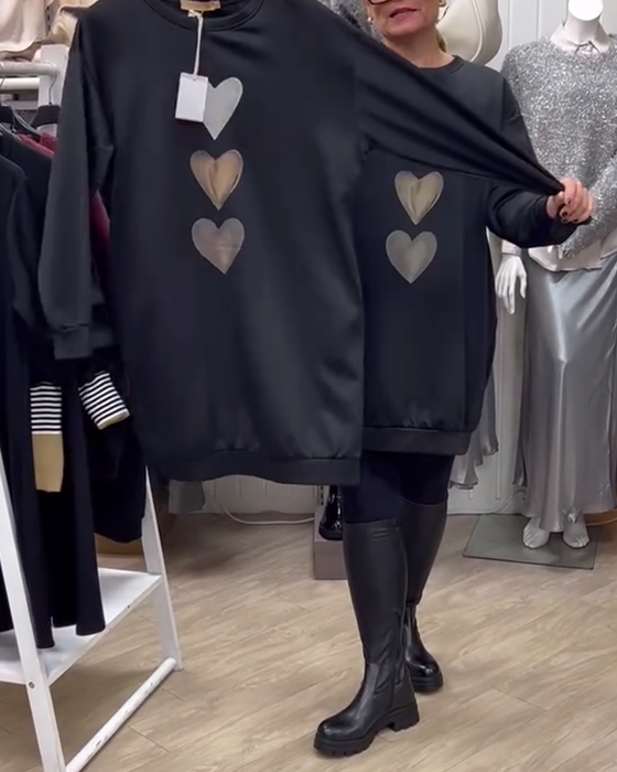 Robe Shift Cœur Motif Casual