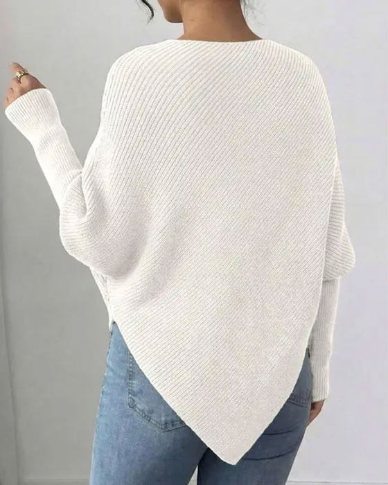 Pullover Élégant Fleuri Irrégulier