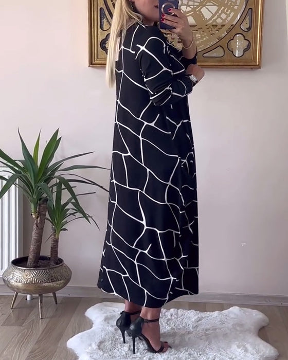 Robe col rond manches longues poche ample