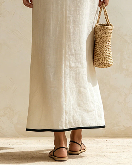 Robe Bretelles Col En V Ligne Sans Manches