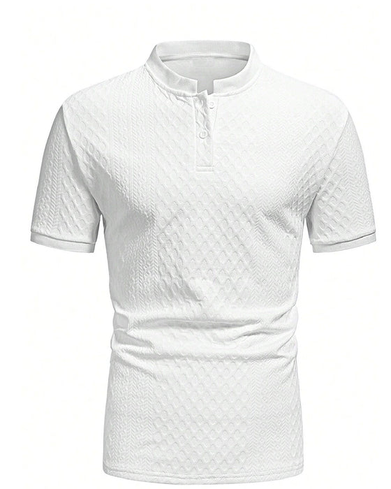 T-Shirt Homme Jacquard Col Dressé