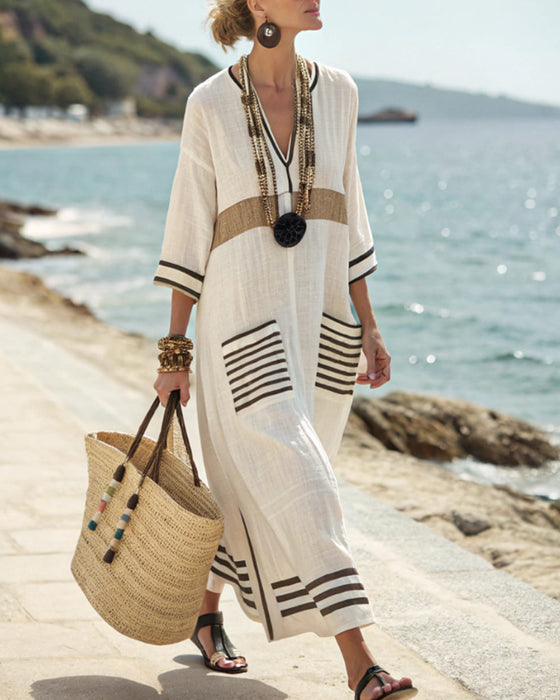 Robe Ample À Contraste Pour Vacances