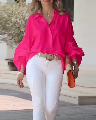 Chemise Manche Bouffante Élégante À Col