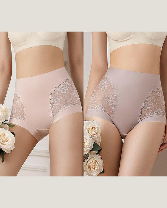 Sous-Vêtements Femme Taille Haute Dentelle Sans Couture Extensible Soyeux