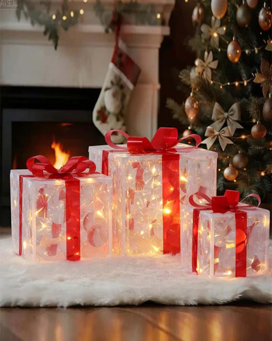 Décorations De Noël Sous Forme De Boîtes Cadeaux Lumineuses