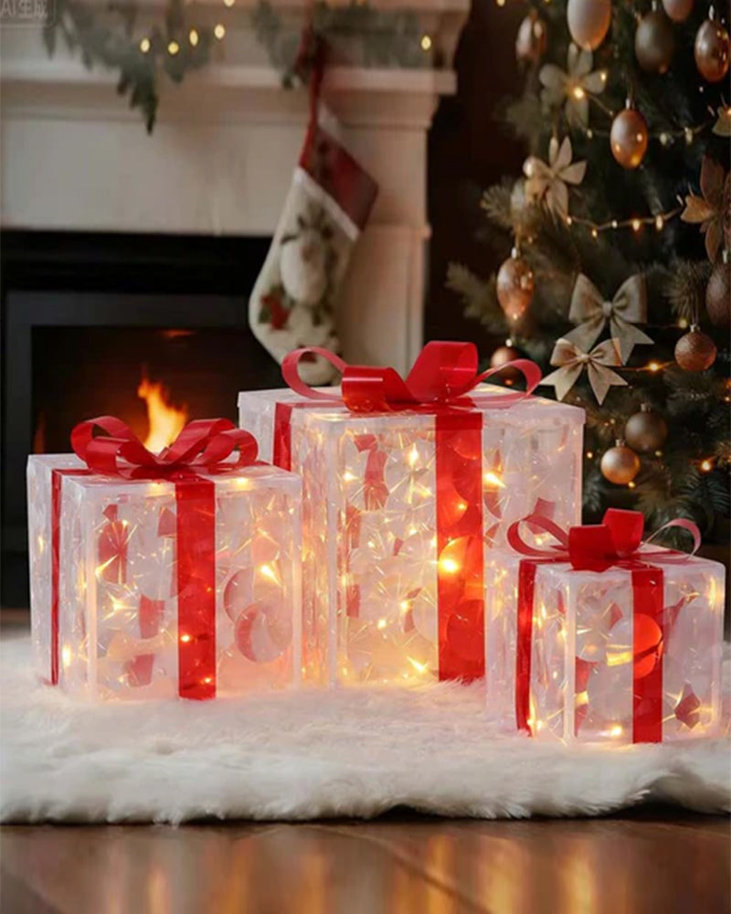 Décorations De Noël Sous Forme De Boîtes Cadeaux Lumineuses