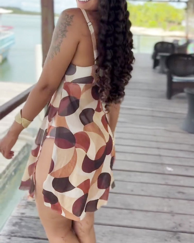 Une-Pièce Pois Imprimé Nouer-Devant