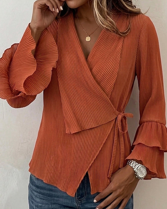 Blouse Manches Évasées À Lacets