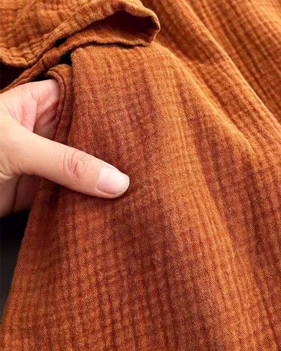 Robe Manches Longues Unie Simple Col Revers