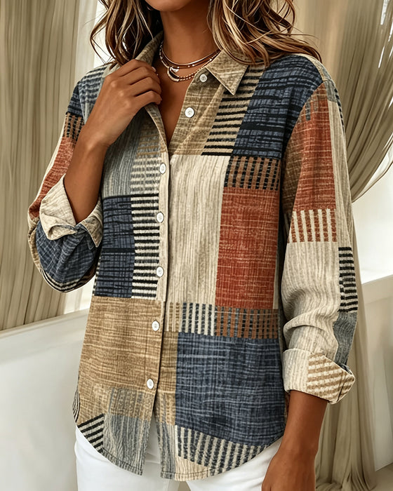 Chemise Vintage Lavé Imprimé Revers