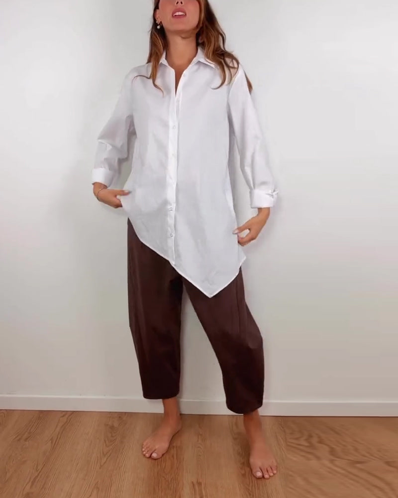 Chemise Irrégulier Uni Revers