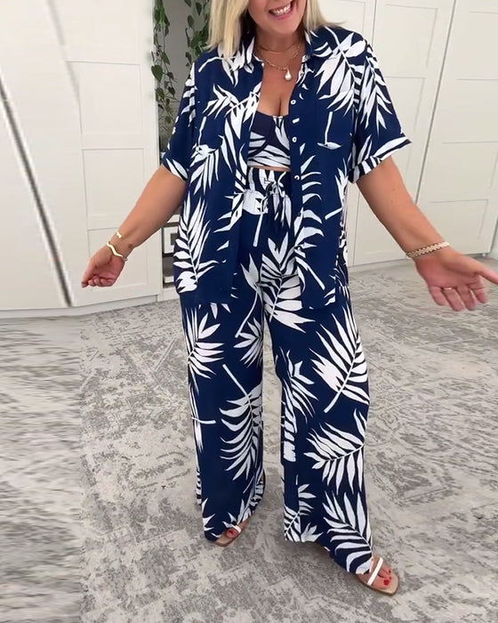 Maillot De Bain Trois Pièces Imprimé Hawaïen