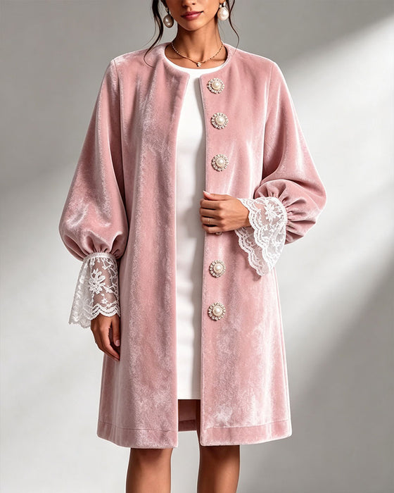 Veste Patchwork Manche Bouton Tendance