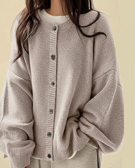 Cardigan Col Rond Boutonné Pull