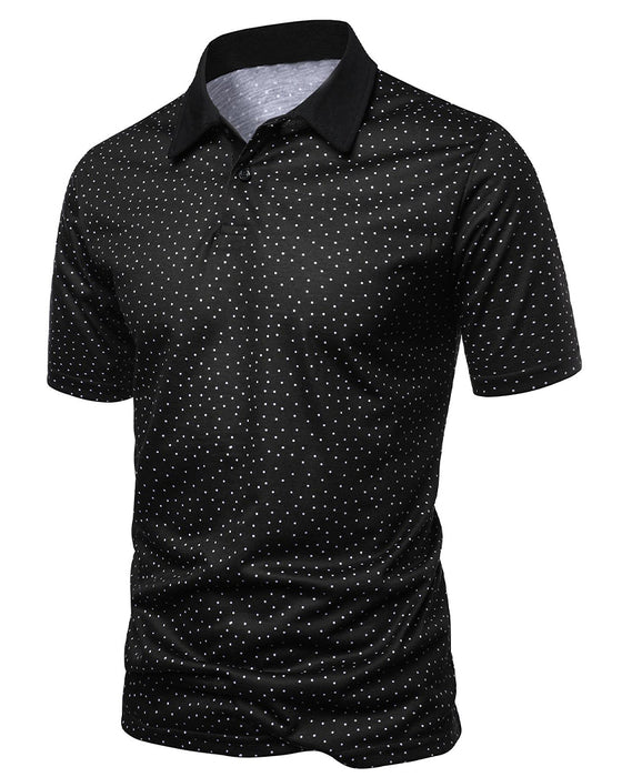 T-Shirt Décontracté À Col Polo Et Petits Pois