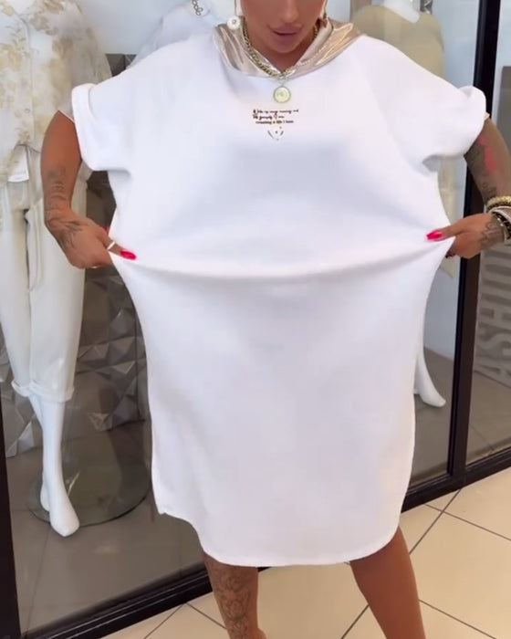 Robe À Capuche Couleur Unie Ample Fendue