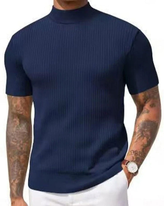 T-Shirt Mock Neck Herren Kurzarm