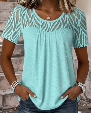 Blouse Mesh Patchwork Unie