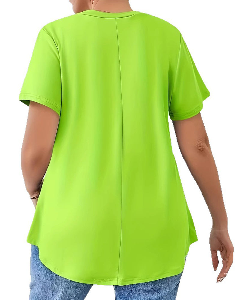 T-Shirt Unie Manches Courtes Bretelle Croisée
