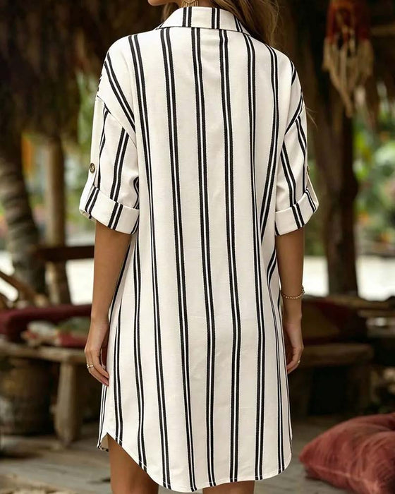 Robe Col Chemise Rayure