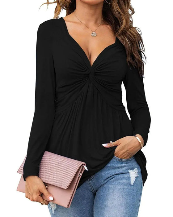 Blouse Col V Décontractée Mode