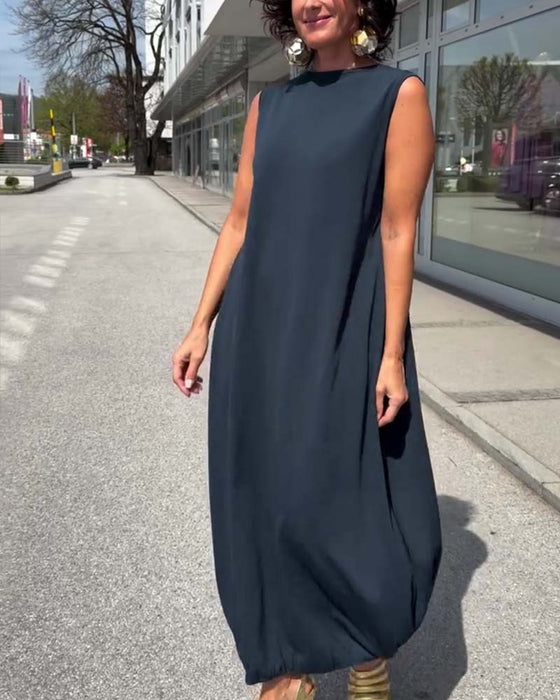 Robe Col Mock Sans Manches Lâche