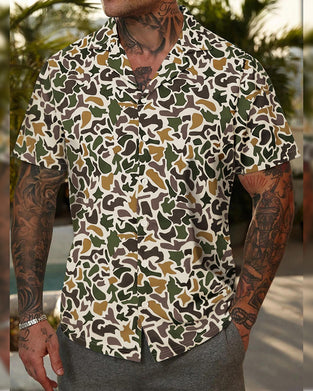 Chemise Homme Décontractée À Motif Camouflage