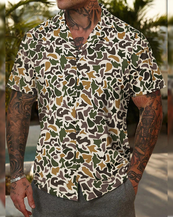 Chemise Homme Décontractée À Motif Camouflage