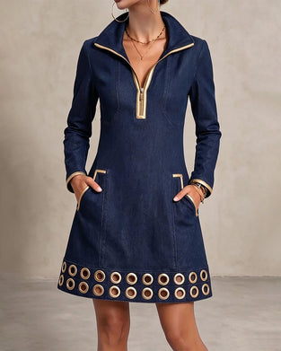 Robe Fermeture Éclair Poche Décontractée