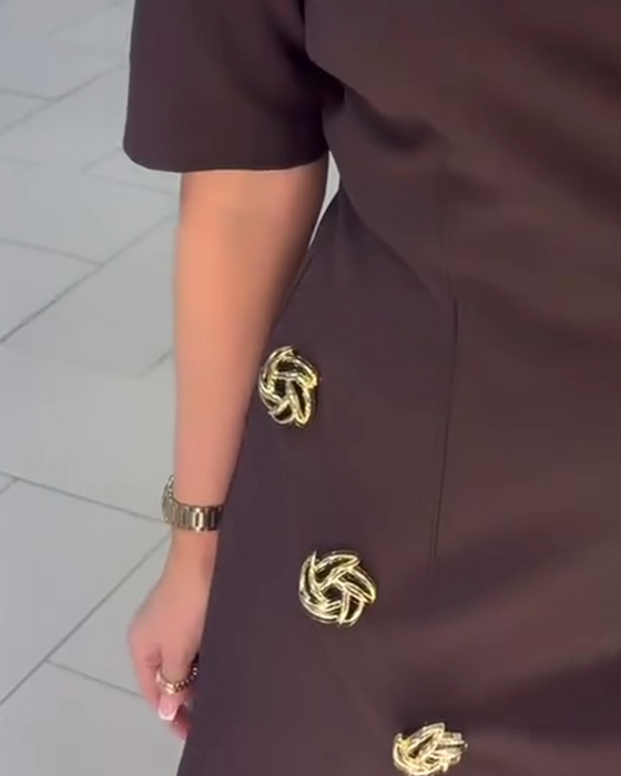 Robe Unie Droite À Fleurs 3d