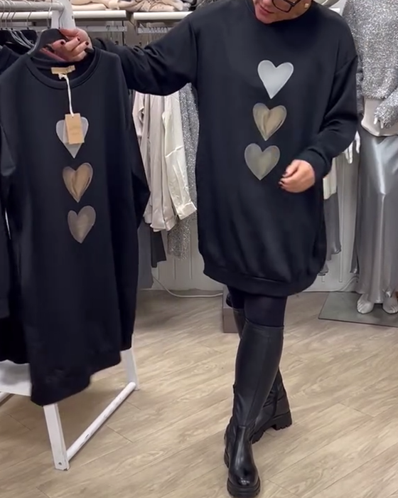 Robe Shift Cœur Motif Casual
