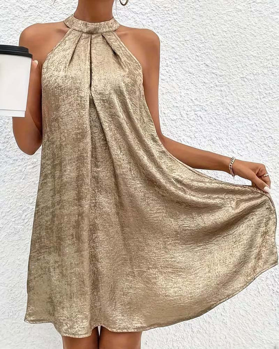 Robe Luxe Léger Sans Manches Off-Shoulder Halter